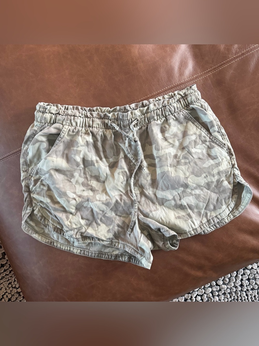 American Eagle Outfitters Women's Camo Drawstring Athletic Shorts - Olive/Tan